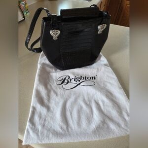 Brighton Black Shoulder Bag with Silver Accents